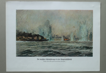 Marine / Skagerrakschlacht Skagerrak / Deutsche Schlachtkreuzer / 1914-1918 / 1920er Jahre / 1. Weltkrieg 1.WK WWI / Patriotik Kunst Druck
